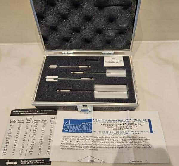 Brookfield Vane Spindle set V-75 V-73 V-72 V-71 voor gebruik met EZ-lock Rheologie
