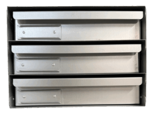 36 Aluminium Opslagrekken met 3 laatjes