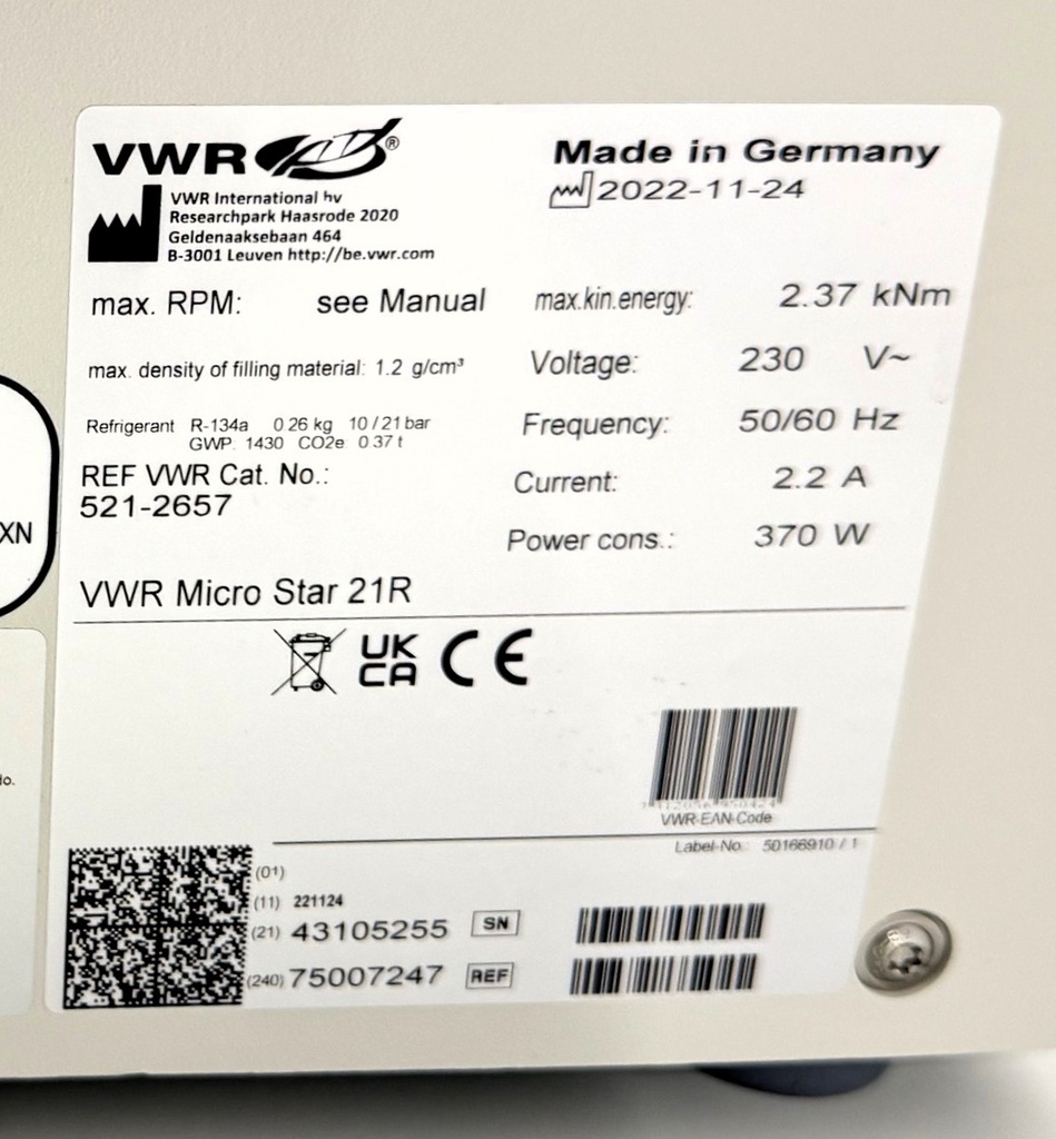 52198-EXT-29105-VWR-Micro-Star-21R-Gekoelde-Microcentrifuge-1