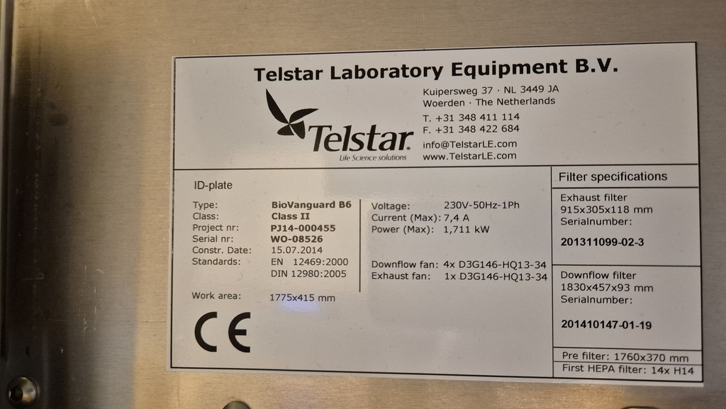 53136-EXT-30043-Cleanair-Telstart-Biovanguard-B6-Class-II-Biologische-Veiligheidskast-1